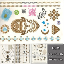 OEM Special Gold Silver Tattoos Jewelry Inspired Tattoo Waterproof Tattoo Feather Stickers Glitter Totem Tats CJ012